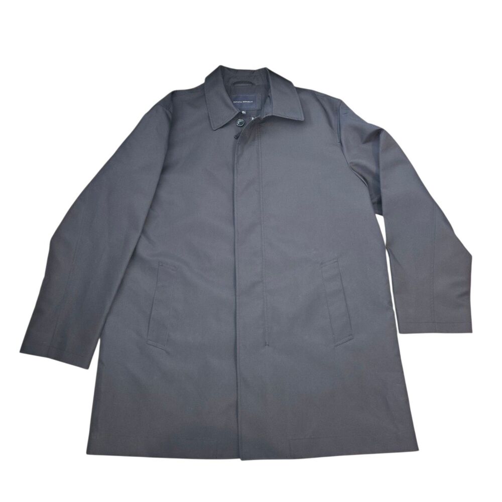 Banana Republic VTG '04 Black Polyester Knee Length Mac Raincoat Men's‎ Sz XL